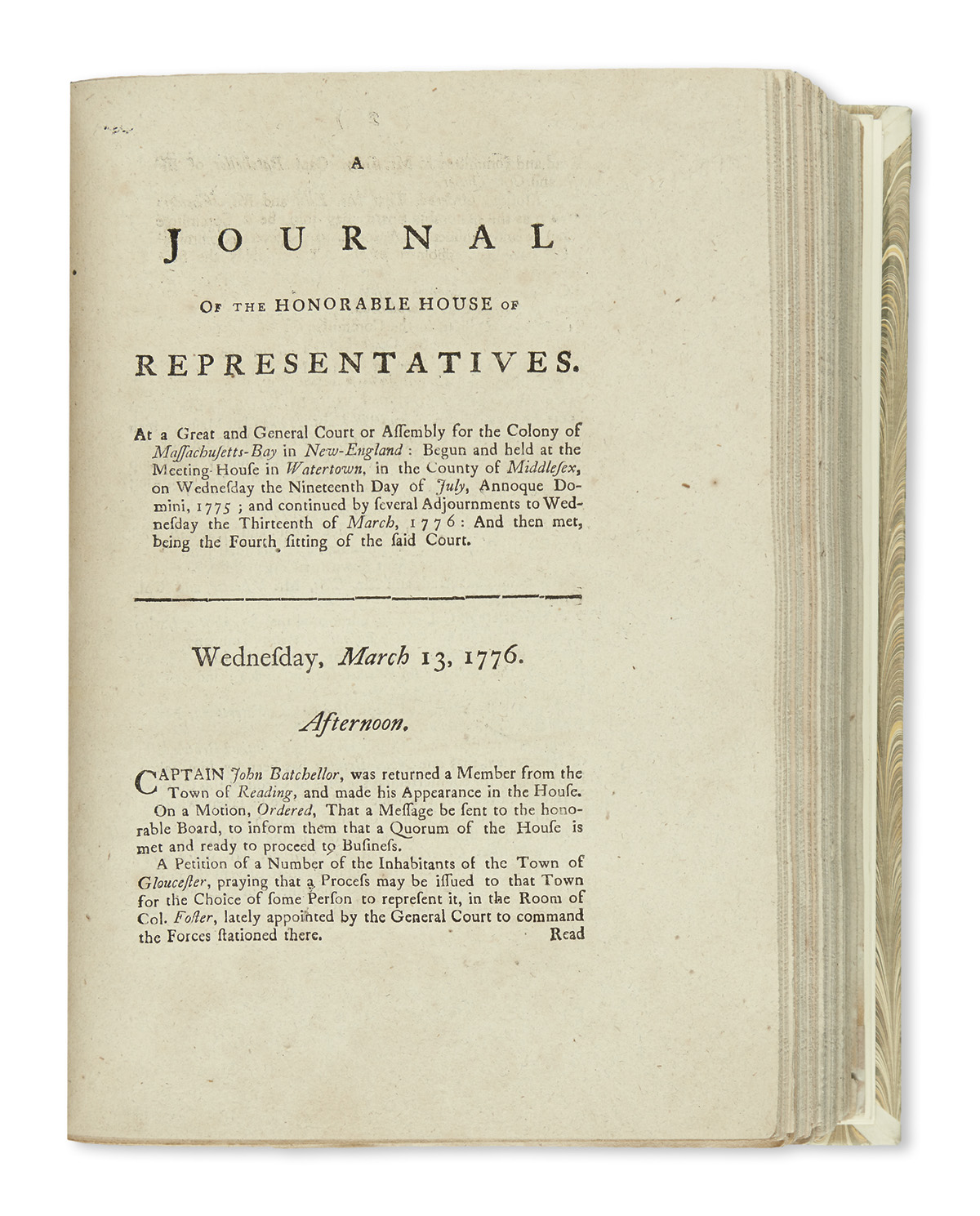 (AMERICAN REVOLUTION--1775.) A Journal of the Honorable House of Representatives . . . of Massachusetts-Bay.